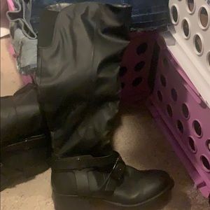 Black wide cafe boots